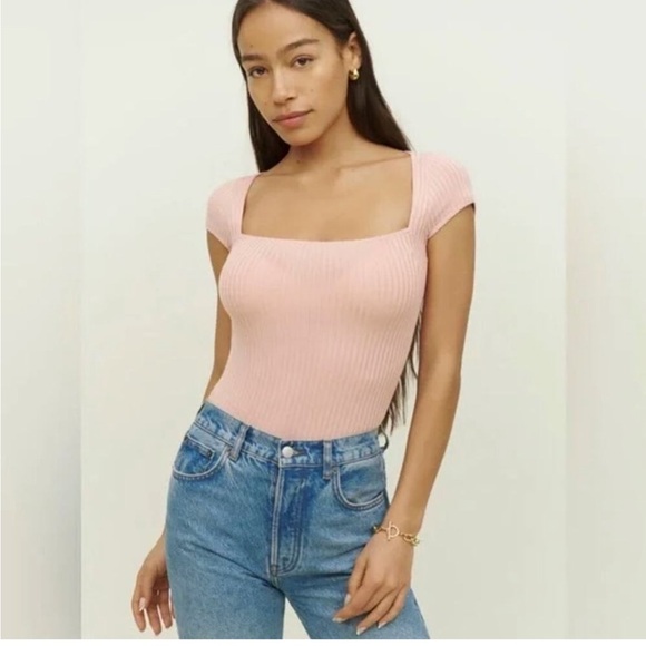 Reformation Bardot Top in Blush - Picture 1 of 5